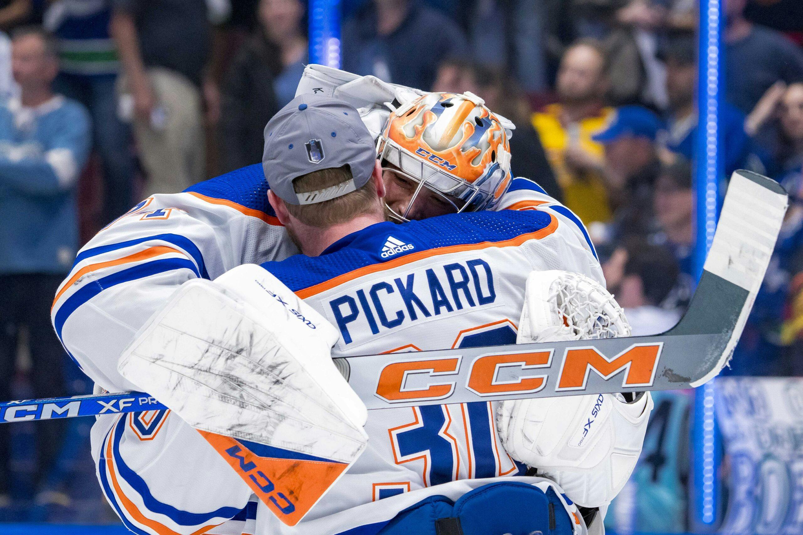 Edmonton Oilers Goaltenders Stuart Skinner and Calvin Pickard