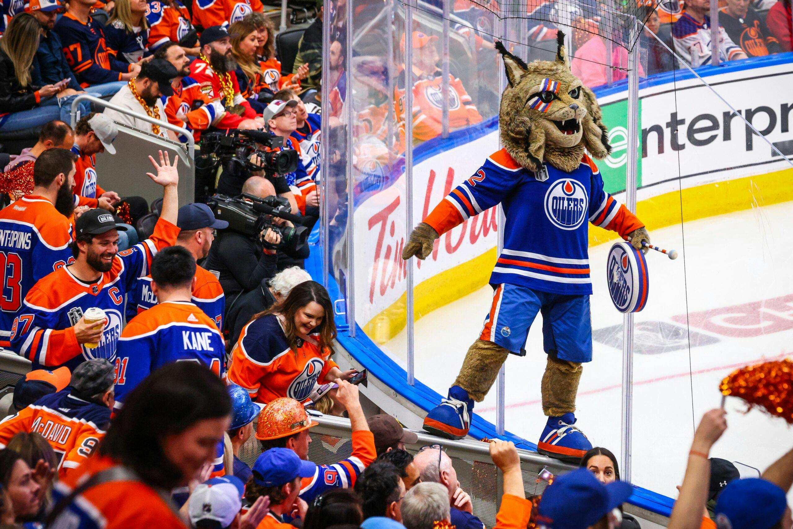 Edmonton Oilers mascot Hunter at Rogers Place