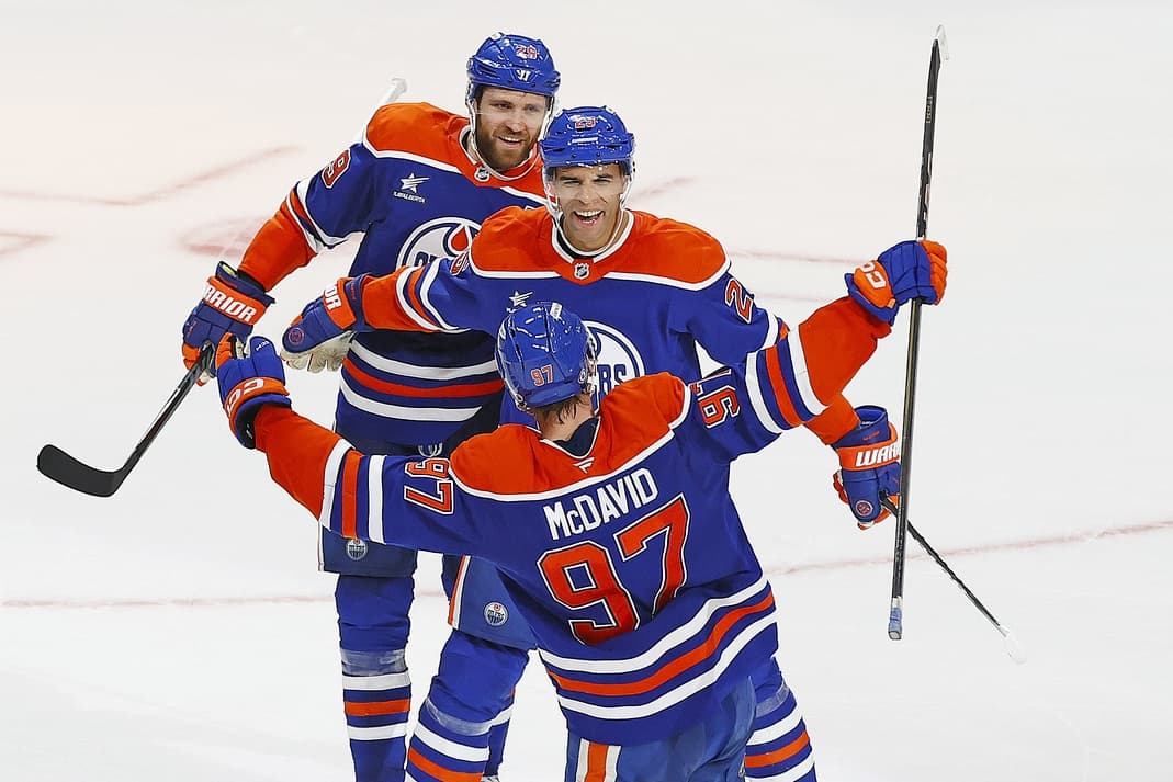 Edmonton Oilers celebrate overtime win