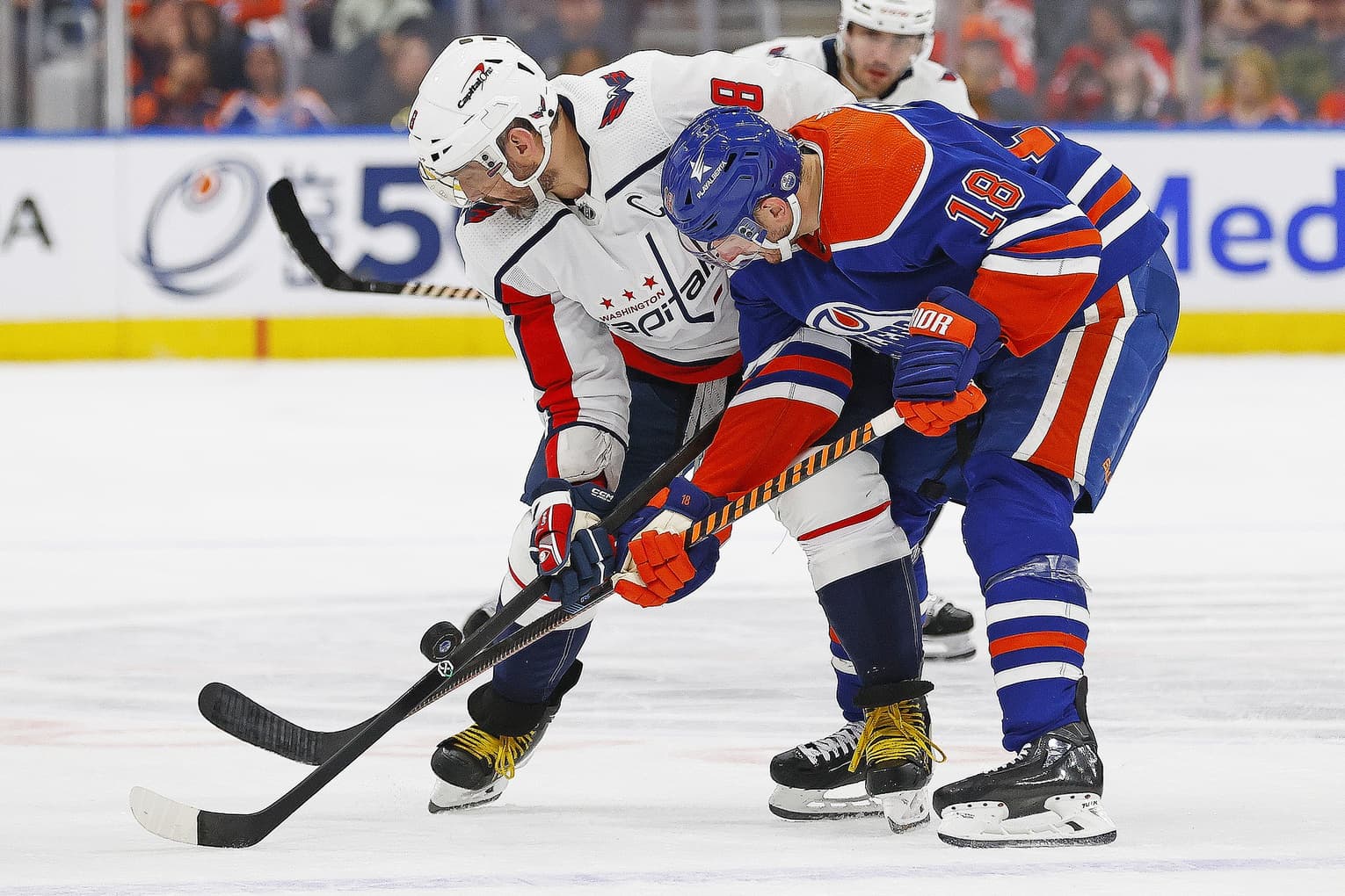 Edmonton Oilers Zach Hyman and Washington Capitals Alex Ovechkin