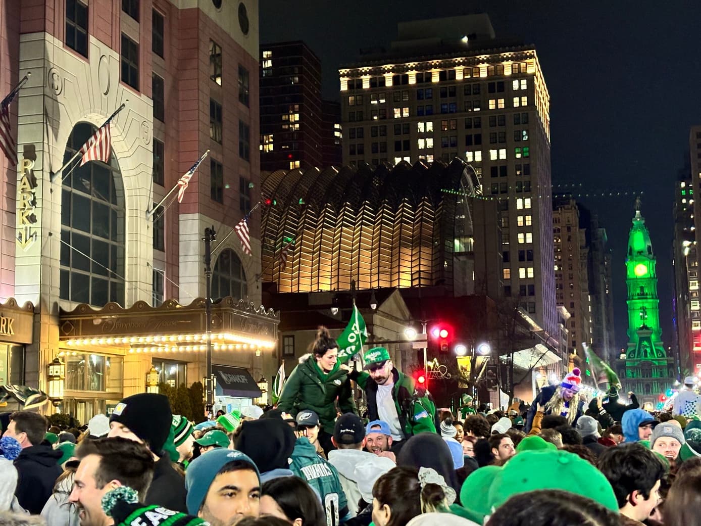 Philadelphia Eagles fans celebrate Super Bowl win