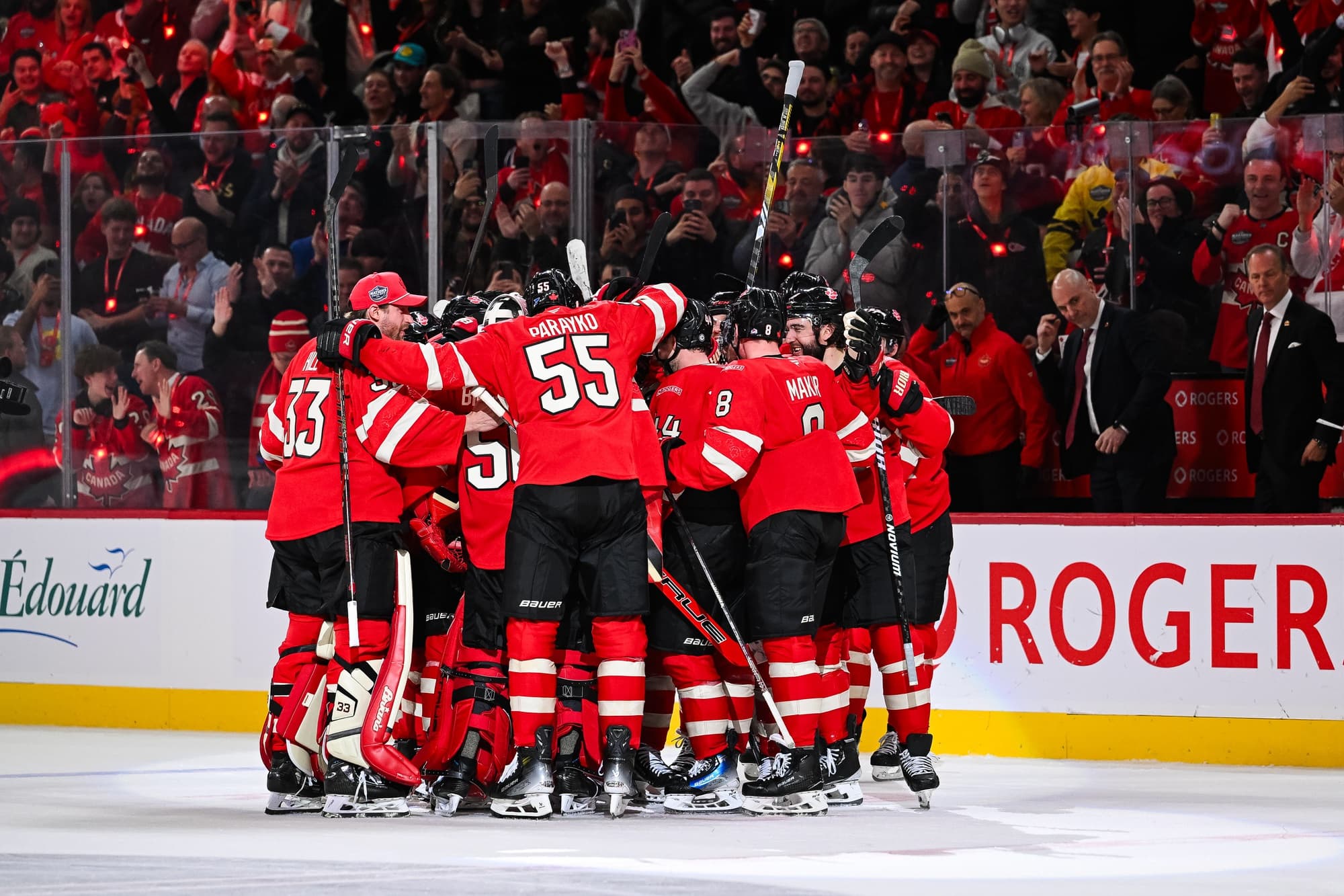 Team Canada celebrates win at 4 Nations Face-Off